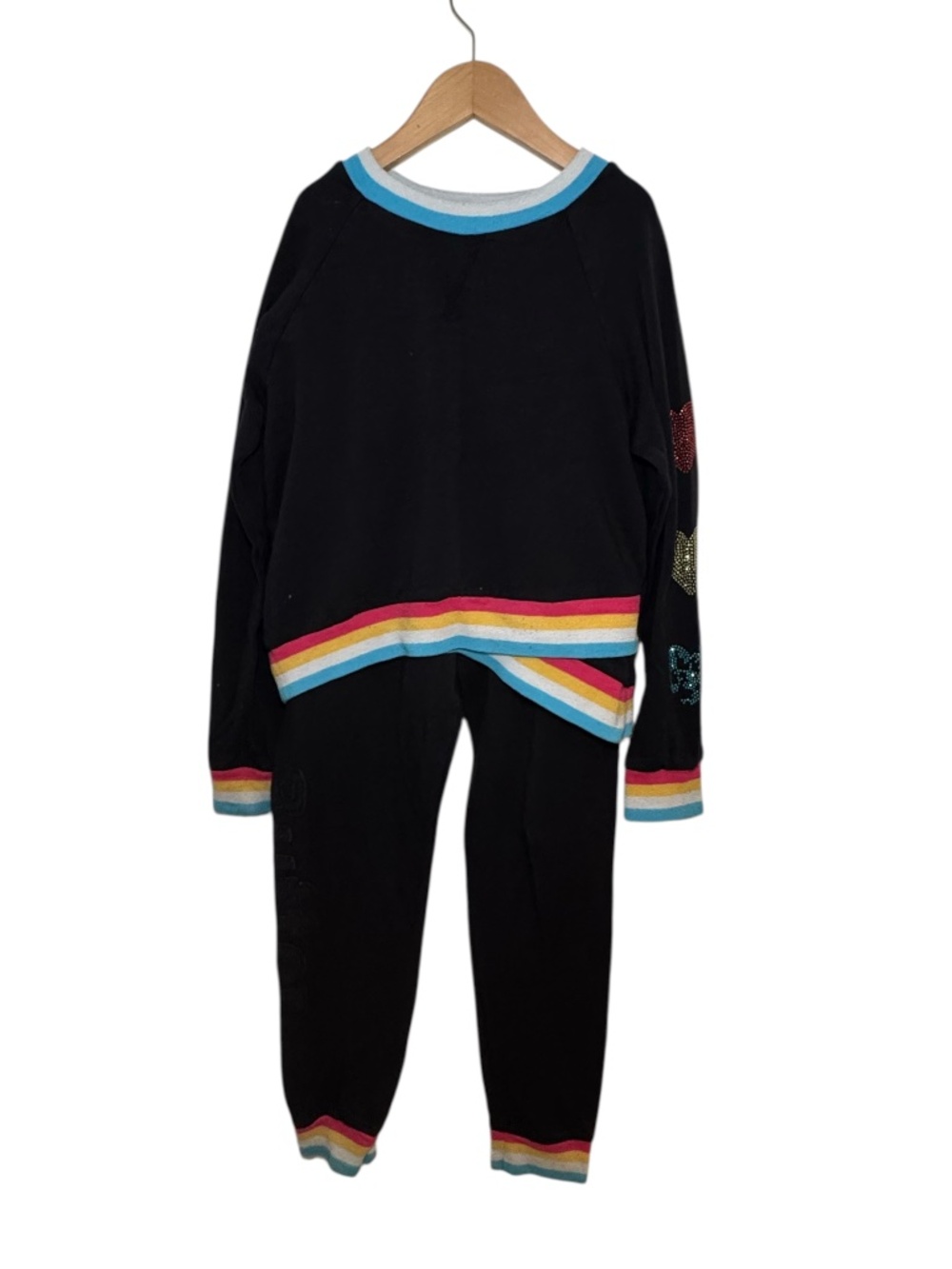 BUTTER black 2-piece loungewear set / sweatpants & sweatshirt - size 8/10